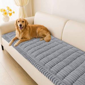 lot 1475 image: hyha Couch Covers for Dogs Washable, Non Slip Plush Dog Sofa Protectors, Fuzzy Pet Couch Covers for 3 Cushion Sofa Pet Friendly (Grey, 27.6 x 59)