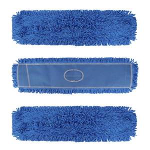 lot 1481 image: 36 Inch Dust Mop Head Replacement Medium Washable Commercial Mop Head Sweeper and Janitorial Replacement Blue (Blue - 36 Inch, 3 Pack)