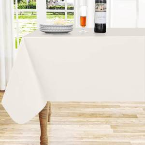 lot 1488 image: homing Rectangle Vinyl Tablecloth, Waterproof Spillproof Plastic Flannel Backed Table Cloth, Wipe Clean Table Cover for Dining, Buffet Parties and Camping (Beige, 54 x 120)