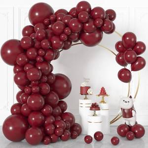 lot 1499 image: Ouddy Life 164Pcs Burgundy Balloons Different Sizes 18 12 10 5 - Matte Burgundy Latex Balloon Garland Arch Kit for Graduation Birthday Party Wedding Bridal Shower Decorations