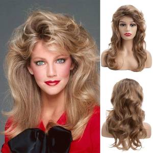 lot 1500 image: Sallcks Womens 80s Blonde Wig Long Layered Blonde Wigs with Bangs 80s Vintage Cosplay Costume Disco Hair Wig