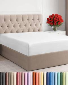 lot 1512 image: Queen Fitted Bed Sheet - Bottom Single Fitted Sheet Only - Ultra-Soft Hotel Luxury Bedding w 8-16 Inch Deep Pockets - Breathable, Cooling & Wrinkle Free - Easy-Care, Fade & Shrink Resistant - White