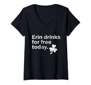 lot 1522 image: Womens Erin Go Bragh St Patricks Day Funny Irish Drinking Bartender V-Neck T-Shirt XL