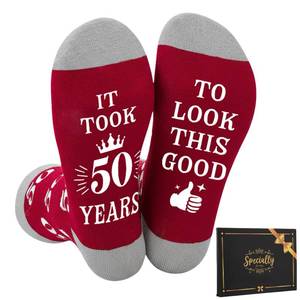 lot 1530 image: scenicamp 50th Birthday Gifts for Her Funny Crew Cotton Socks, 50 Year Old Gifts for Women Mom Wife