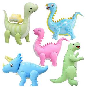 lot 1531 image: LilyZheng 5-Pack Self-Standing 3D Dinosaur Balloons Pastel Foil Balloons Inflatable Dino Party Decorations for Kids Birthday Jurassic Theme Dinosaur Supplies