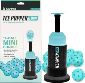 lot 1532 image: Bandit Sports Baseball Training Tee Popper Mini Bundle, Hitting Tee for Perfect Swings, Batting Equiptment for Practicing Hitting Without a Pitcher (Mini Popper Balls 12 Pack Included)