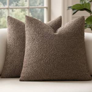 lot 1534 image: MIULEE 20x20 Inch Decorative Pillow Covers for Couch Bed Set of 2 Textured Boucle Neutral Throw Pillow Covers Dark Brown Accent Solid Vintage Pillowcases Sofa Living Room Home Decor
