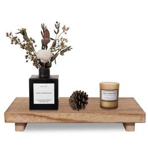 lot 1545 image: zoocatia Small Wood Tray Pedestal Stand Farmhouse Bathroom Decor Decorative Wooden Riser Kitchen Soap Dish Holder for Vanity, Counter, Sink, Large 11.8 x 7 - Brown