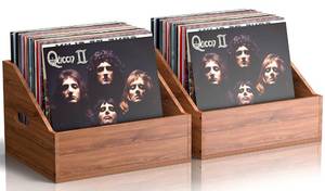 lot 1547 image: 2 Pack Wood Vinyl Record Storage, Retro & Durable Vinyl Crate and Record Holder, Album Storage Record Case Box for 120 Records, Perfect Record Organizer for Home Decor and Collection Display(Brown)