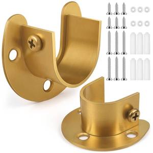 lot 1559 image: FIRJOY 2Pcs Heavy Duty Stainless Steel Closet Rod Bracket Holder (Gold, 1-12)