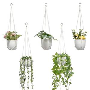 lot 1563 image: MVOVM Macrame Plant Hanger 5 Pack Hanging Planters for Indoor Plants for Window,Ceiling Crochet Handmade Hanging Plant Holder Planter Hanging Baskets for Boho Home Decor Set