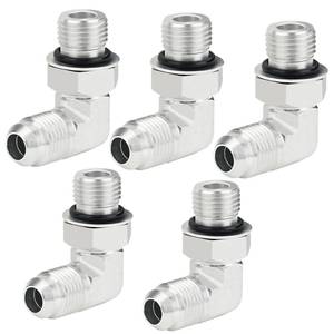 lot 1565 image: ANCIMOON 5PCS 38 Hydraulic Hose Fittings 90 Degree, 38 JIC to #6 SAEORB Male