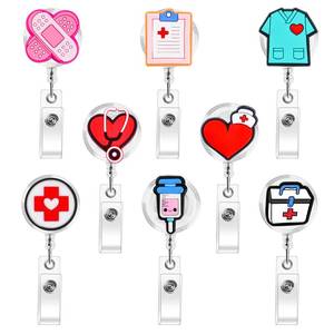 lot 1571 image: 8 Pack Nurse Badge Reels, Retractable Cute Nursing ID Reels for Nurses, Doctor, Medical Health Hospital Office Worker Gifts