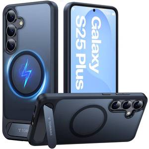 lot 1582 image: TORRAS Strong Magnetic & Seamless Stand for Samsung Galaxy S25 Plus Case, Fit for MagSafe, Mil-Grade Drop Protection, Adjustable Kickstand for Samsung Galaxy S25 Plus Case, Translucent BackBlack Edge