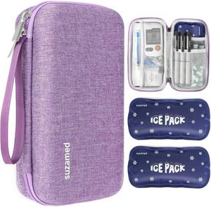 lot 1586 image: suzamed Insulin Cooler Travel Case,EVA Insulation Travel Medicine Kit with 2 Ice Packs for Diabetes Care,Insulin Pen and Other Diabetic Supplies (Purple)
