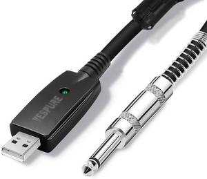 lot 1590 image: YESPURE USB Guitar Cable Connect Guitar to Pc for Musical Instruments USB Interface Male to 6.35mm 14 Ts Electric Guitar Connector Instrument Cable for Recording 2.8m9.2ft