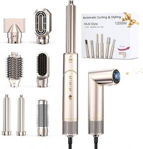7 in 1 High-Speed Hair Dryer Brush, 110,000 RPM Air Styler for Automatic Air Curling, Negative Ionic Hot Air Brush Set for Fast Drying, Volumizing & Frizz Control, Heat Protection Multi-Styler