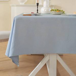 lot 1638 image: Laolitou Table Cloth (Fits 4 Foot Table) Rectangle Linen Waterproof Textured Light Blue Tablecloth, Washable Wrinkle Free Spill Proof Fabric Tablecloths for Dining Table Farmhouse, 52x70 Inch