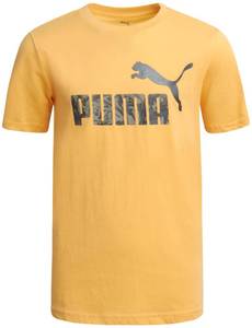 lot 1643 image: PUMA Boys T-Shirt - Cat Logo T-Shirt for Boys - Athletic Crewneck Short Sleeve Tee (S-XL), Size Large, Apricot