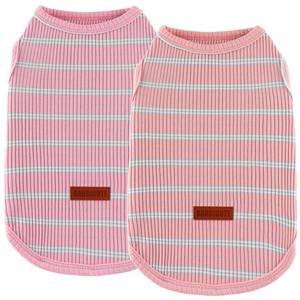 lot 1644 image: 2Pack Dog Shirt Cotton Striped T-Shirts Stretchy Comfortable Pet Vest for Puppy and Cat Super Soft Dog Shirts Vest Sleeveless Breathable Basic Clothes for Small Medium Large Boy Girl Dogs