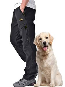 lot 1655 image: Toomett Mens snow Pants Skiing Winter Insulated Soft Shell Outdoor fleece lined Hiking waterproof Pants with zipper pockets,MH4409,Black,32