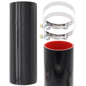 lot 1657 image: Taigoehua ID 4inch 4-Ply Straight Coupler Silicone Hose 5mm Thickness 12inch Length With 2 X Stainless Steel T-clamps (4inch(102mm))