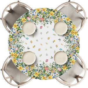 lot 1666 image: Horaldaily Spring Fitted Tablecloth 60 Inch Round, Spring Colorful Hydrangea Tulip Flower Butterfly Washable Table Cover Elastic Edged for Dinning, Picnic, Camping, Banquet