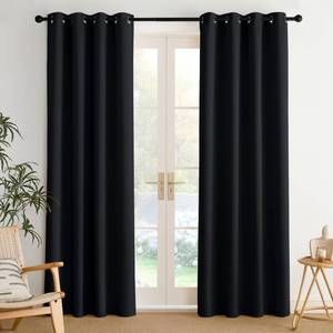 lot 1670 image: NICETOWN Room Darkening Draperies Curtains Panels, 2 Panels Black W52 x L84