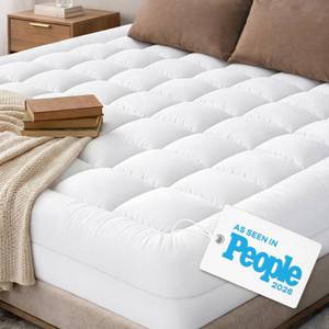 lot 1671 image: Cloud-Like Twin Mattress Topper - 100% Cotton Top Mattress Pad for Full Back Support - Breathable & Naturally Cooling for Hot Sleepers, White