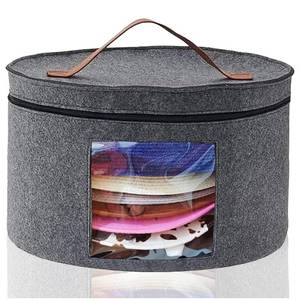 lot 1673 image: Memfish Hat Box-Hats Boxes for Women Storage 16.93 D10.24 H Travel Large Round Hat Carrier Case Organizer (Grey)