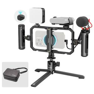 lot 1680 image: SmallRig All-in-One Universal Quick Release Phone Video Rig Kit Pro, Phone Stabilizer Rig Kit with LED Light Microphone QR Tripod Dual Handles Power Bank Holder, for Creator & Live Streaming - 4704