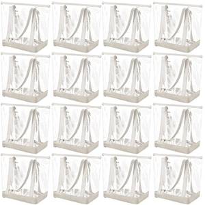 lot 1701 image: Silkfly 16 Pieces Clear Tote Bags Bulk, PVC Shoulder Handbag, Security Approved See Through Bag with Zipper Closure for Work (Beige)
