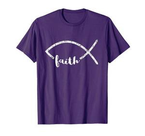 lot 1717 image: Jesus Fish Ichthy Emblem Christian Faith Symbol Ichthus T-Shirt XL