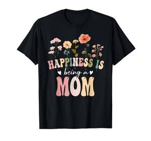 lot 1723 image: Happiness is Being a Mom Floral Design Mom Mothers Day T-Shirt 3XL