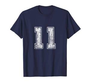 lot 1727 image: Number 11 T-Shirt Vintage Eleven Tee Sports Design T-Shirt 2 XL
