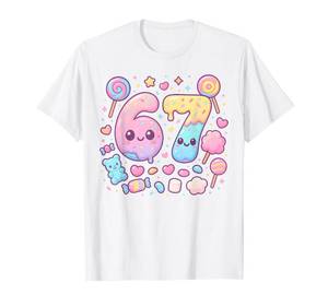 lot 1731 image: Funny 67 Six Seven Candy 6 7 Meme Gen Alpha Kawaii T-Shirt M