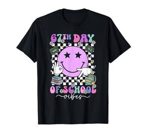 lot 1740 image: 67 Days of School Meme 100th Day of School Vibes Smile Face T-Shirt L