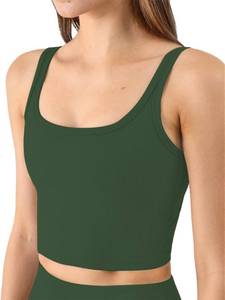 lot 9540 image: Chilylori Womens Seamless Sports Bra Workout Crop Top Ribbed Padded Longline Wirefree Medium Support Tank Tops Fitness Bras Top Workout Tops for Women Sports Bra Deep Green S