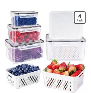 lot 9593 image: Freshmage Fruit Storage Containers for Fridge with Removable Colander,