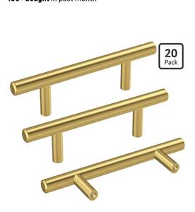 lot 9602 image: Haidms 20 Pack  3 Inch Cabinet Handles Gold Stainless Steel Kitchen Drawer Pulls Cabinet Pulls 5 Inch Length, 3 Inch Hole Center