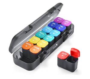 lot 9606 image: Fullicon Moisture-Proof Pill Organizer 2 Times a Day, Weekly Pill Boxes & Organiser