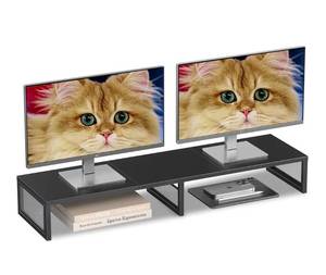 lot 9637 image: Dual Computer Monitor Stand Riser, Desk Organizers and Accessories, Printer & TV Stand