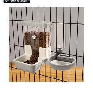 lot 9638 image: Automatic Pet Food Water Dispenser, Auto Gravity Pet Feeder Water Bottle Set for Crate,