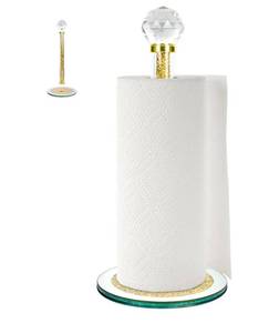 lot 9642 image: Decorative Paper Towel Holder, Gold Crystal Paper Towel Dispenser,