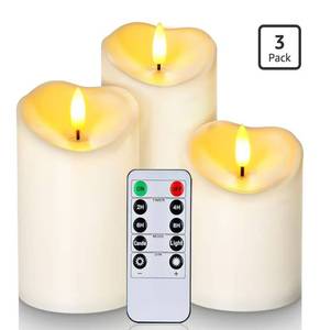 lot 9646 image: Homemory Outdoor Waterproof Flameless Candles, LED Candle with Remote and Timer, Battery Operated