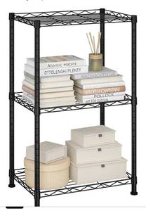 lot 9648 image: HOMEFORT Storage Shelves, 3-Wire Shelving, Metal Shelving Unit Adjustable Storage Shelves Rack