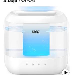 lot 9653 image: Dreo Humidifiers for Bedroom, 4L Top Fill for Large Room, 36H Runtime, 28 dB Quiet Supersized Cool Mist Air Humidifier for Baby Nursery