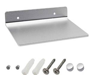 lot 9665 image: SinLoon 6 Inch Small Shelf in Flat Satin Aluminum Bathroom Shelf Wall Mount