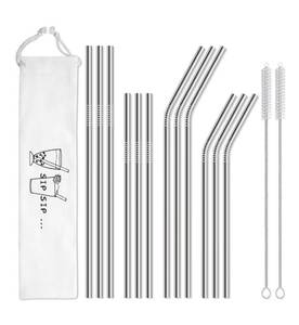 lot 9666 image: Hiware 12-Pack Reusable Stainless Steel Metal Straws
