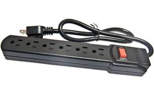 lot 9699 image: 6-Outlet Surge Protector with 6 Power Cord, Black